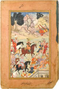 LEAD Inset 3 Lot 17 Mughal attributed to the artist Khem A folio from an Akbarnama A prince on horseback with his entourage India circa 1595 1600
