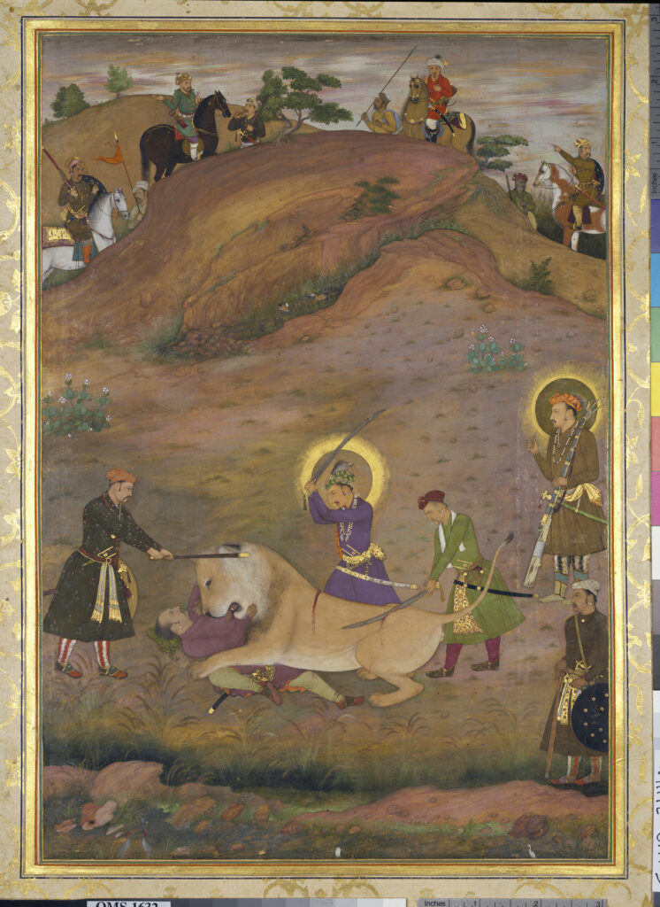 INSET Prince Khurram attacking a lion