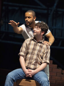 INSET Aron Julius and George Caple in Boys from the Blackstuff at the National Theatre c Alastair Muir 1974