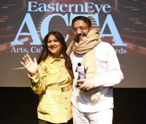 INSET 2 Chila Burman and winner Osman Yousafzada Eastern Eye Arts Culture and Theatre Awards 008