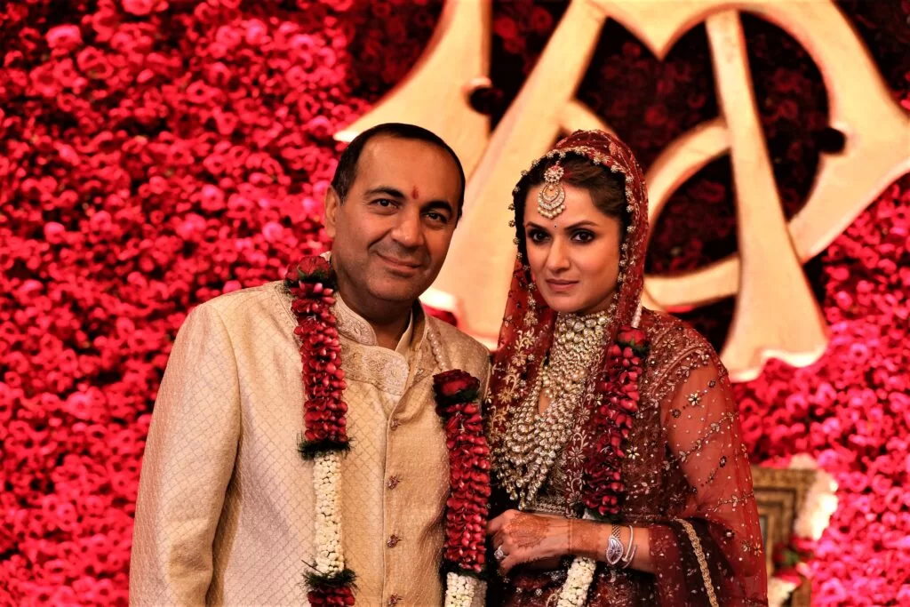 INSET 2 Sanjay Hinduja and his bride Anusuya Mahtani from 2015. 3 July 2023 1