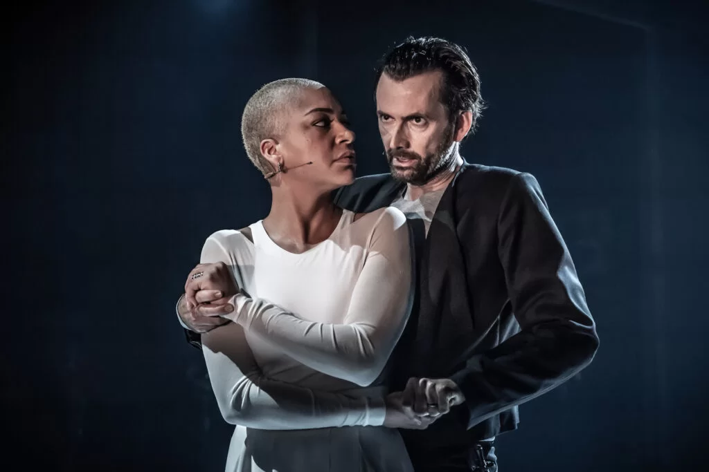 INSET USE ANY one Cush Jumbo and David Tennant in Macbeth Donmar Photo by Marc Brenner